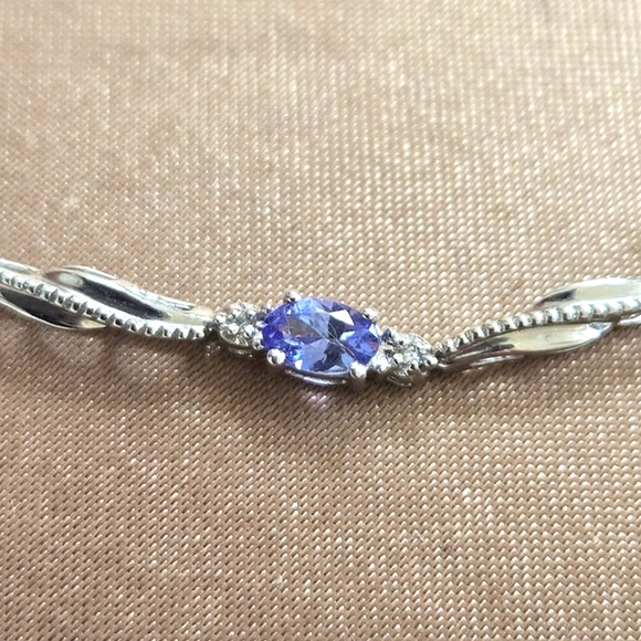 Sterling Silver Tanzanite Diamond Bracelet - Picture 7 of 9